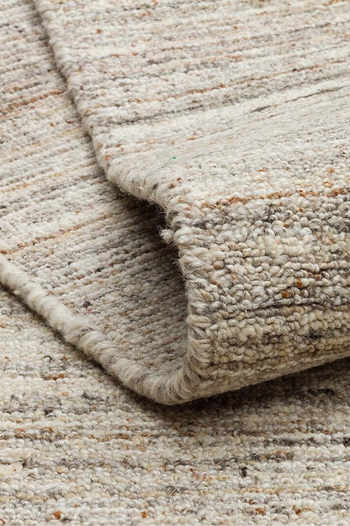 Bloom Taş Rengi El Dokuma Yün Viskon Halı Modern İskandinav Kalın Lüks Salon ve Yatak Odası Halısı - Stone