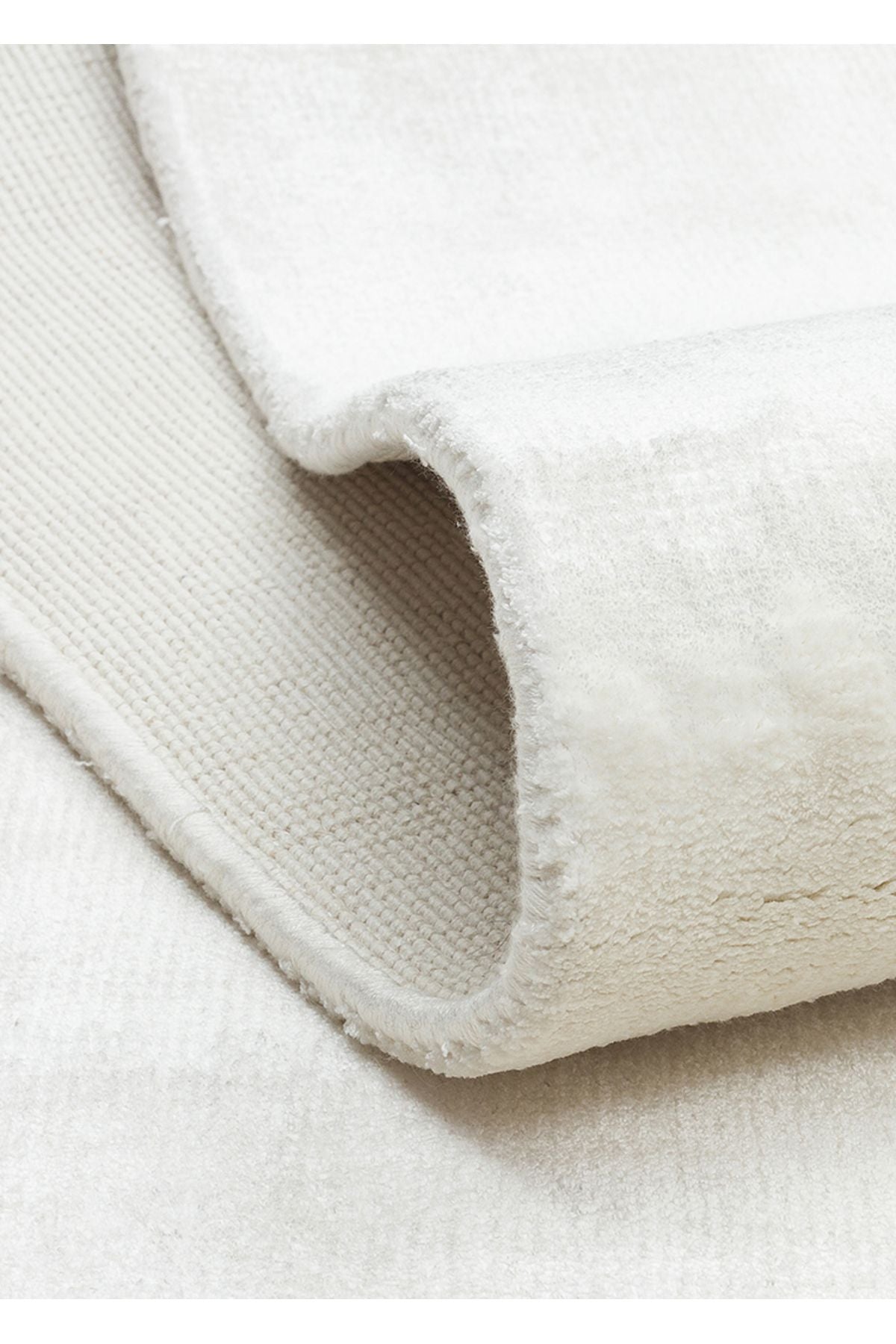 Alure Beyaz El Dokuma Saf Bambu Halı Lüks Yumuşak Minimalist Modern Salon ve Oturma Odası Halısı - Beyaz
