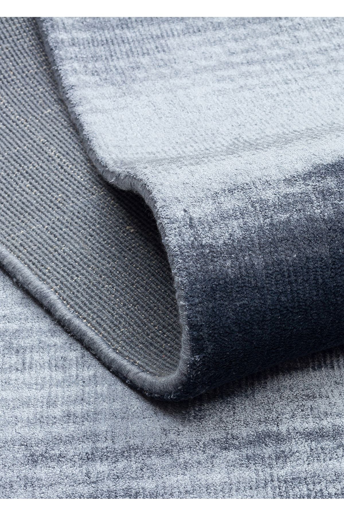 Alure Mavi El Dokuma Saf Bambu Halı Lüks Yumuşak Minimalist Modern Salon ve Oturma Odası Halısı - Mavi