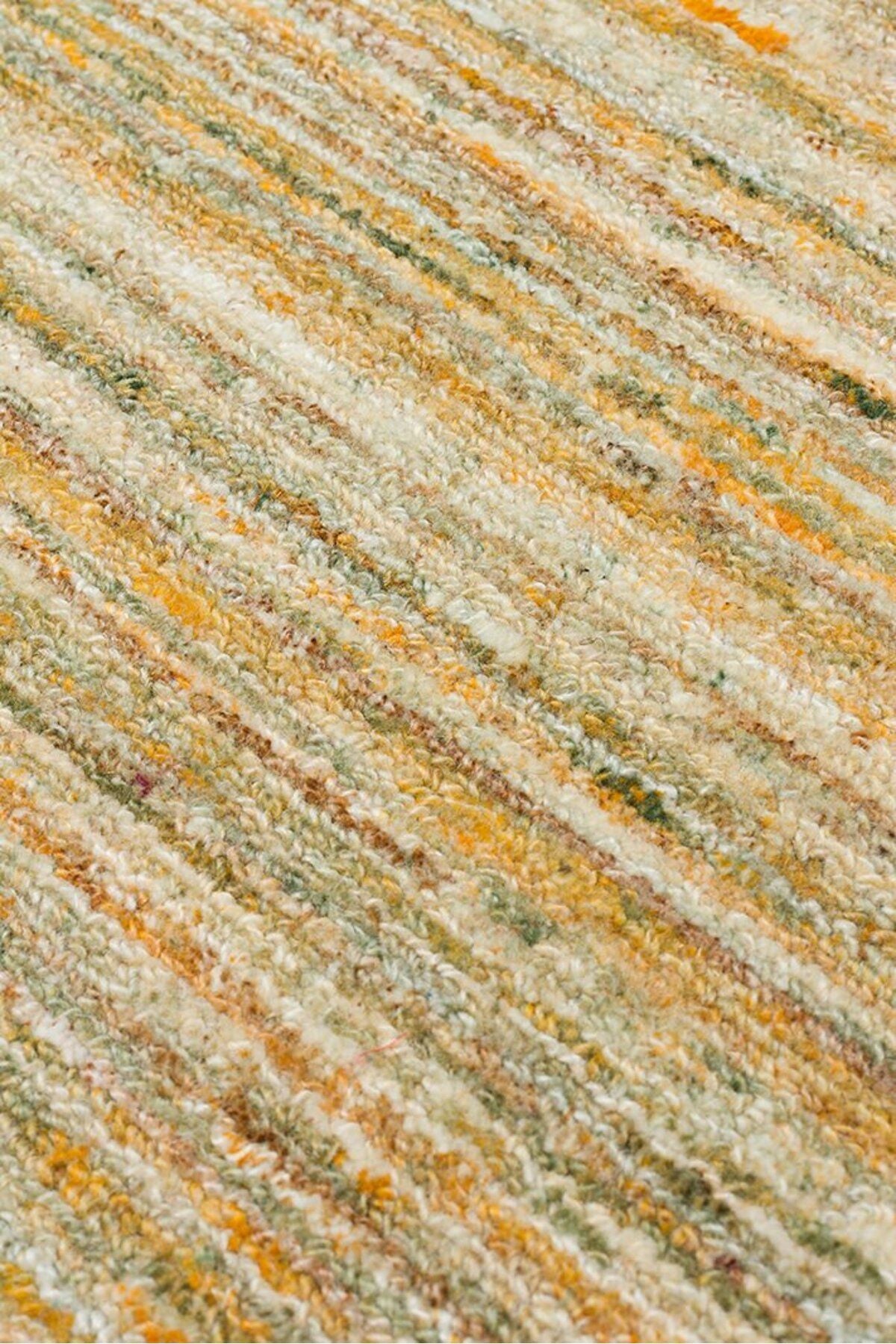 Bloom Sarı El Dokuma Yün Viskon Halı Modern İskandinav Kalın Lüks Salon ve Yatak Odası Halısı - Sarı