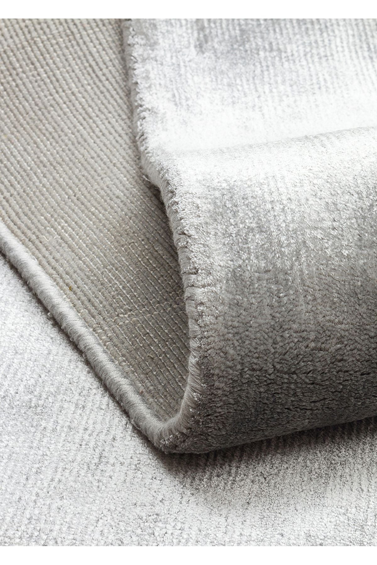 Alure Gri El Dokuma Saf Bambu Halı Lüks Yumuşak Minimalist Modern Salon ve Oturma Odası Halısı - Gri
