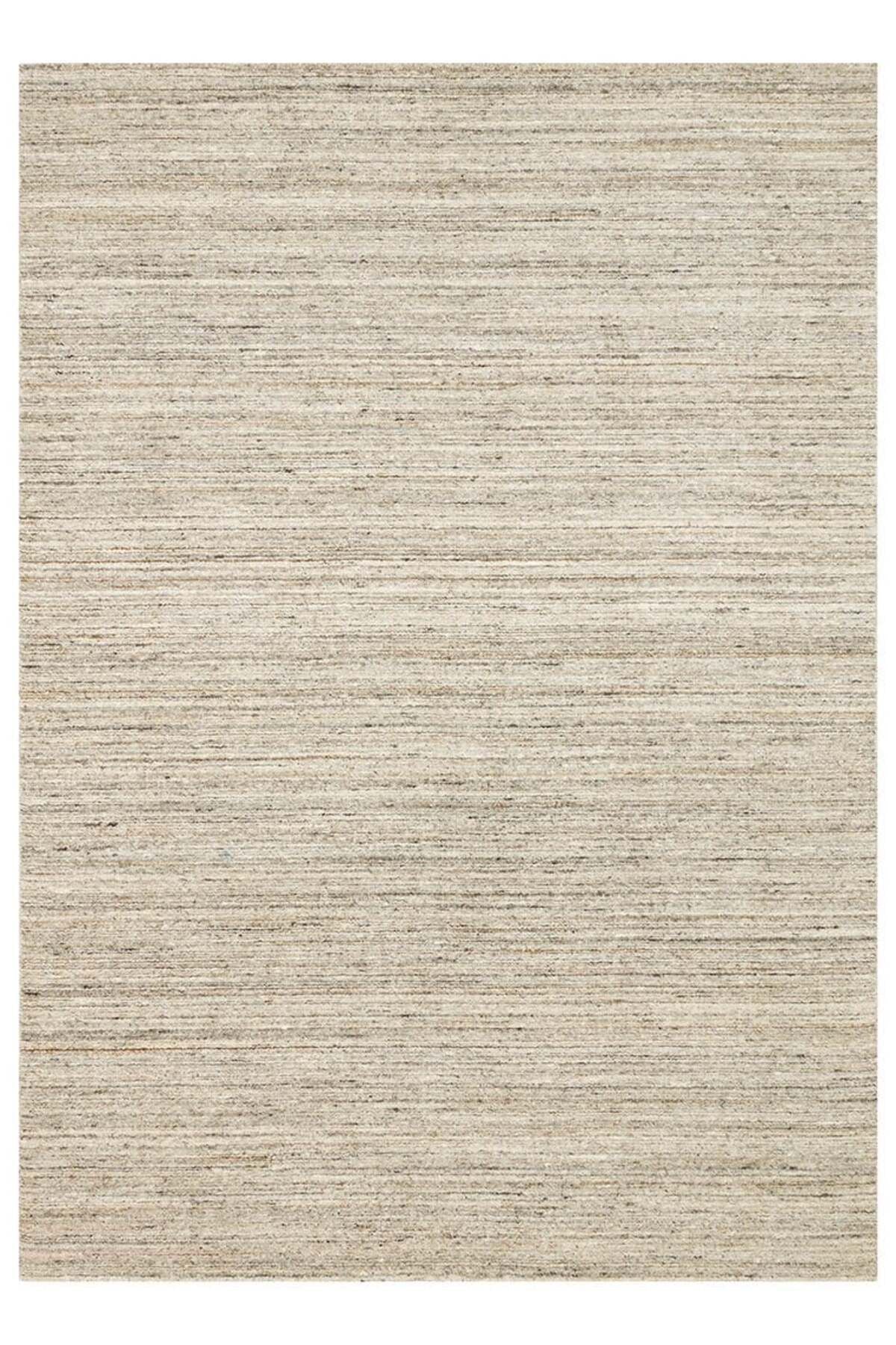 Bloom Taş Rengi El Dokuma Yün Viskon Halı Modern İskandinav Kalın Lüks Salon ve Yatak Odası Halısı - Stone