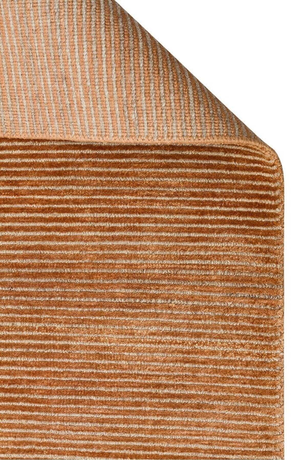 Siena Terra El Dokuma Teknikleriyle Özenle Üretilmiş, Doğal Bambu, Yün Karışımlı Salon Halısı - Turuncu