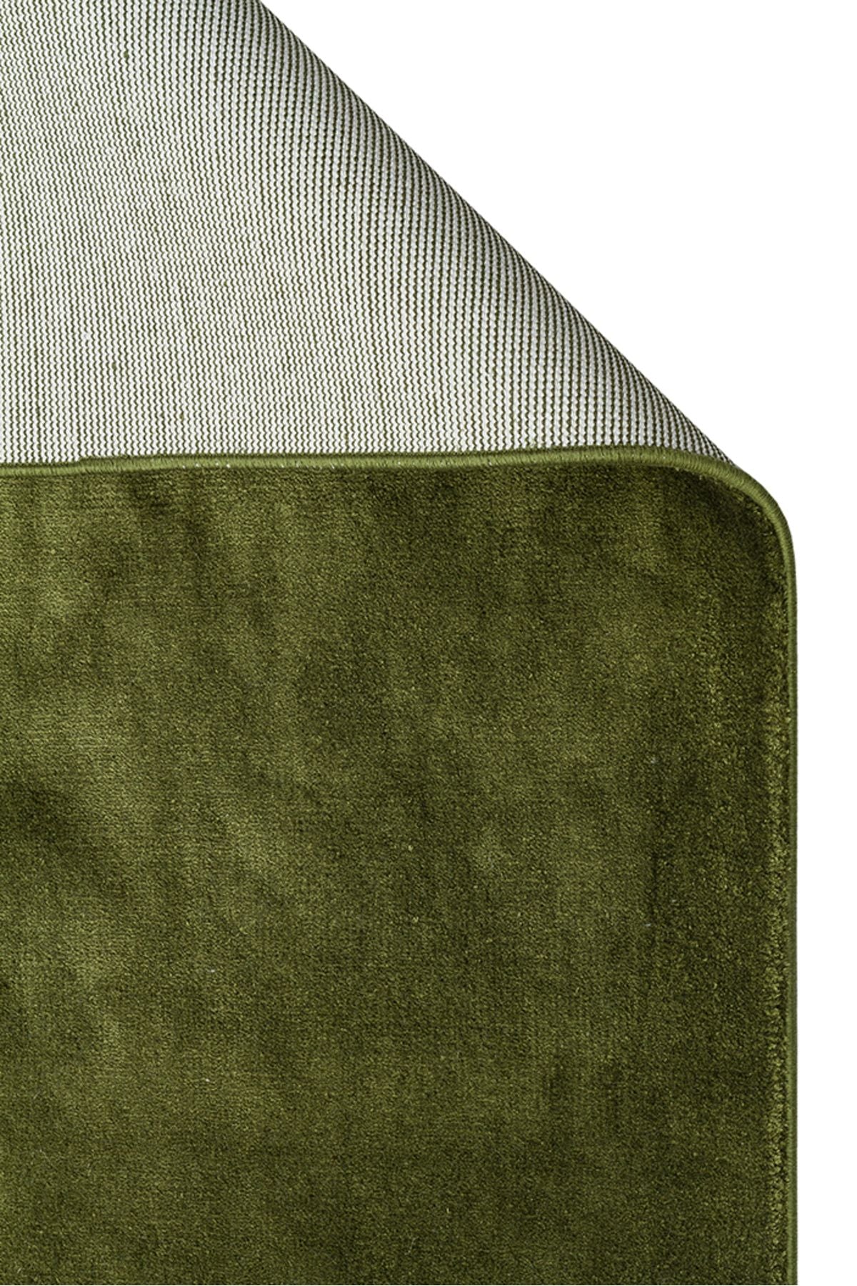 Luma Yeşil Tek Renk Sade Saf Bambu Doğal Malzeme Halı Minimalist Parlak Modern Lüks Salon Halısı - Yeşil