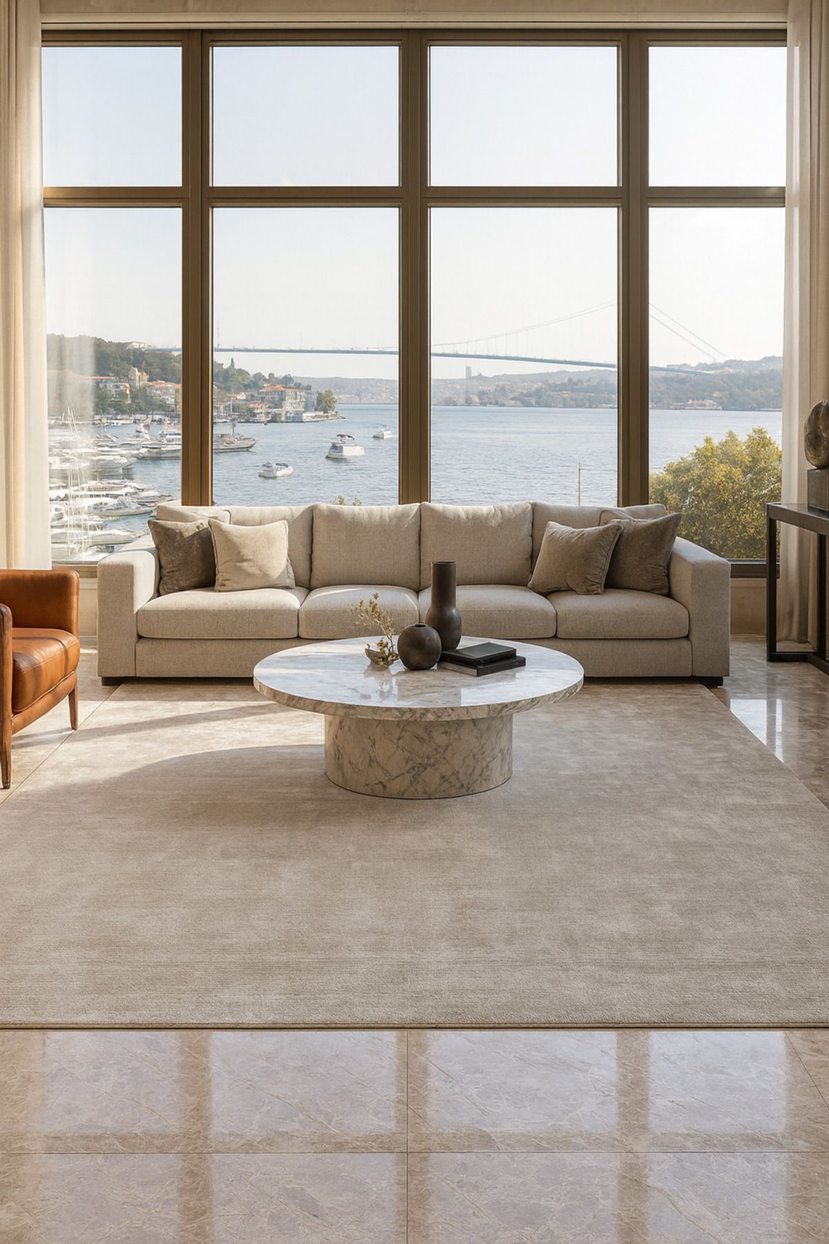 El Dokuma Gri Keten Modern Salon Halısı – Yumuşak Dokulu, Doğal ve Şık Tasarım - Gri