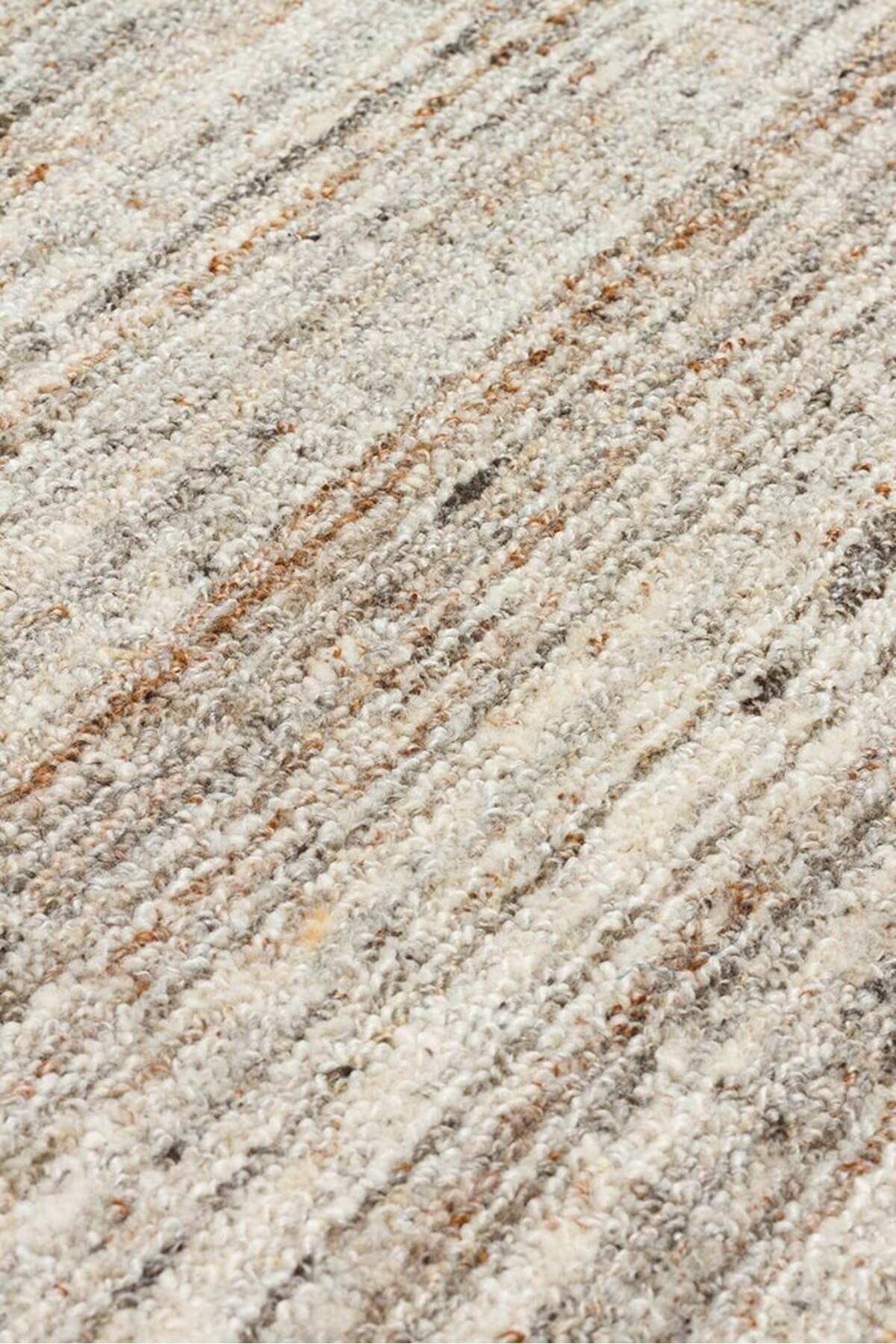 Bloom Taş Rengi El Dokuma Yün Viskon Halı Modern İskandinav Kalın Lüks Salon ve Yatak Odası Halısı - Stone