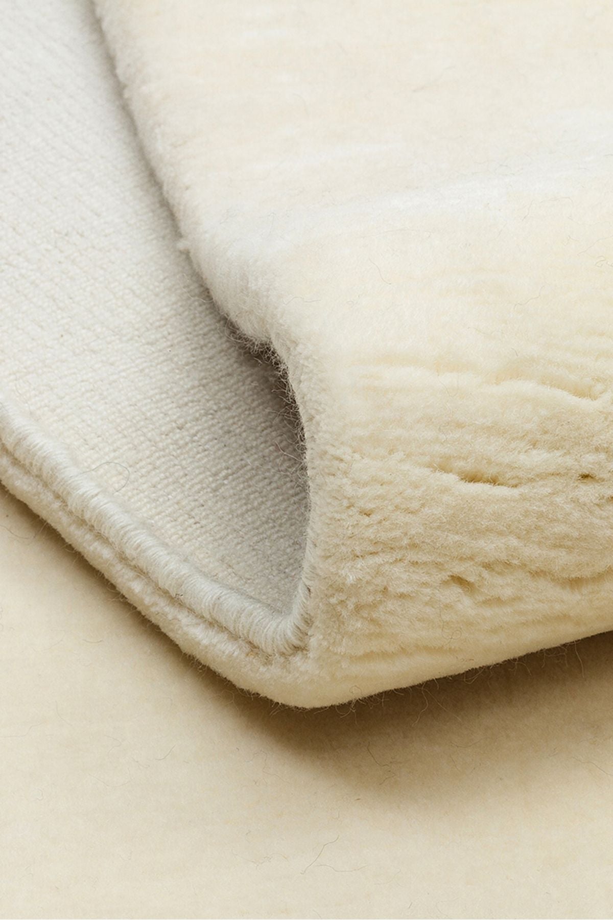 Krem Renk El Dokuma %100 Yeni Zelanda Yünü Kalın Lüks Doğal Taş Dokulu Salon Halısı - Ivory