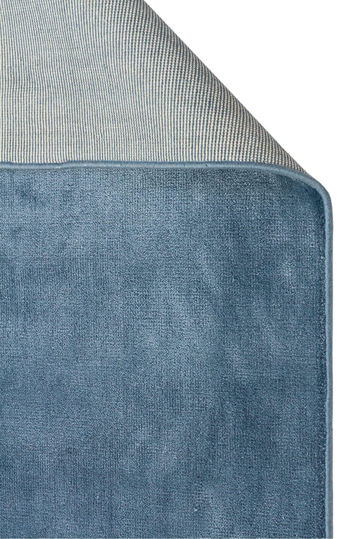 Luma Mavi Tek Renk Sade Saf Bambu Doğal Malzeme Halı Minimalist Parlak Modern Lüks Salon Halısı - Mavi