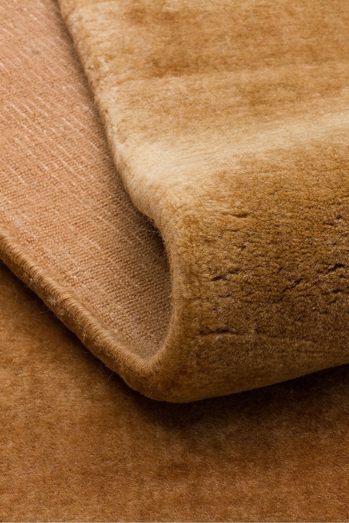 Karamel Ton El Dokuma %100 Yeni Zelanda Yünü Kalın Lüks Doğal Taş Dokulu Salon Halısı - Turuncu