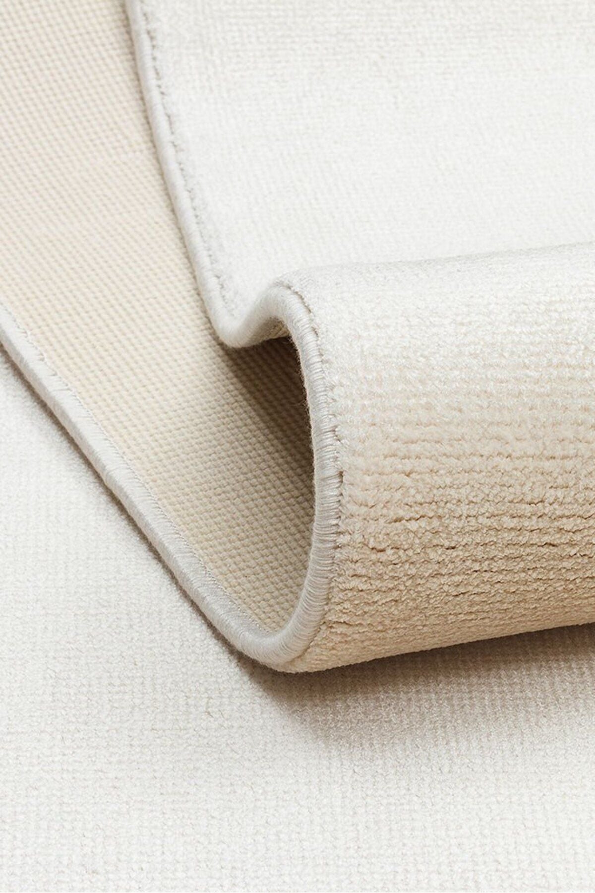 Luma Krem Tek Renk Sade Saf Bambu Doğal Malzeme Halı Minimalist Parlak Modern Lüks Salon Halısı - Krem