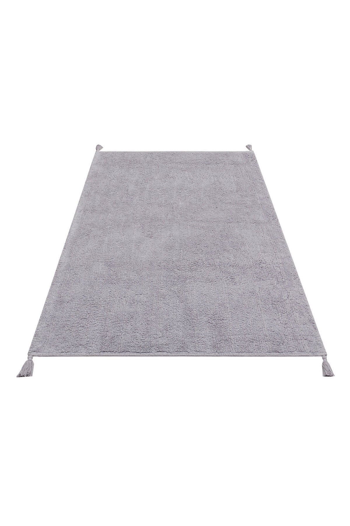 Bonny Düz Gri Yuvarlak Minimal Yıkanabilir Kaydırmaz Taban Yumuşak Yüzeyli Çocuk Odası Halısı - Gri