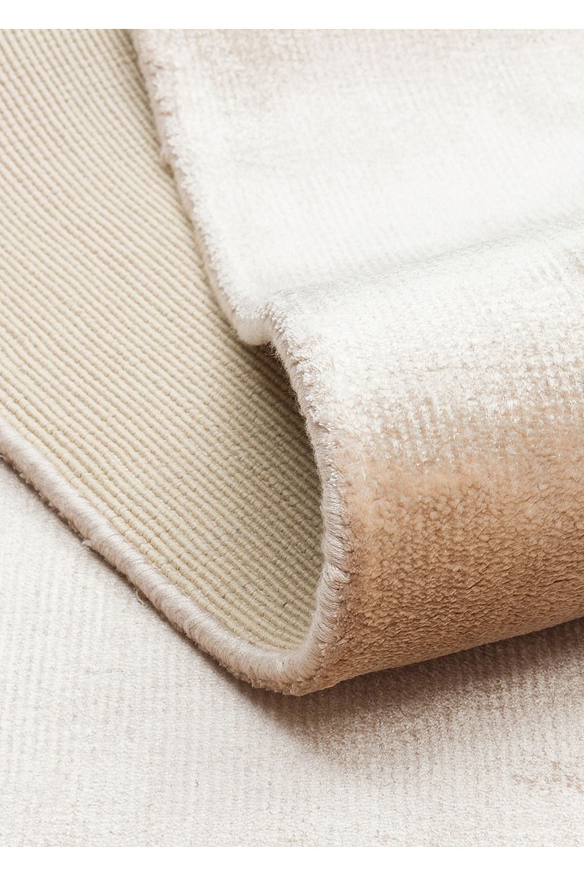 Alure Bej El Dokuma Saf Bambu Halı Lüks Yumuşak Minimalist Modern Salon ve Oturma Odası Halısı - Bej