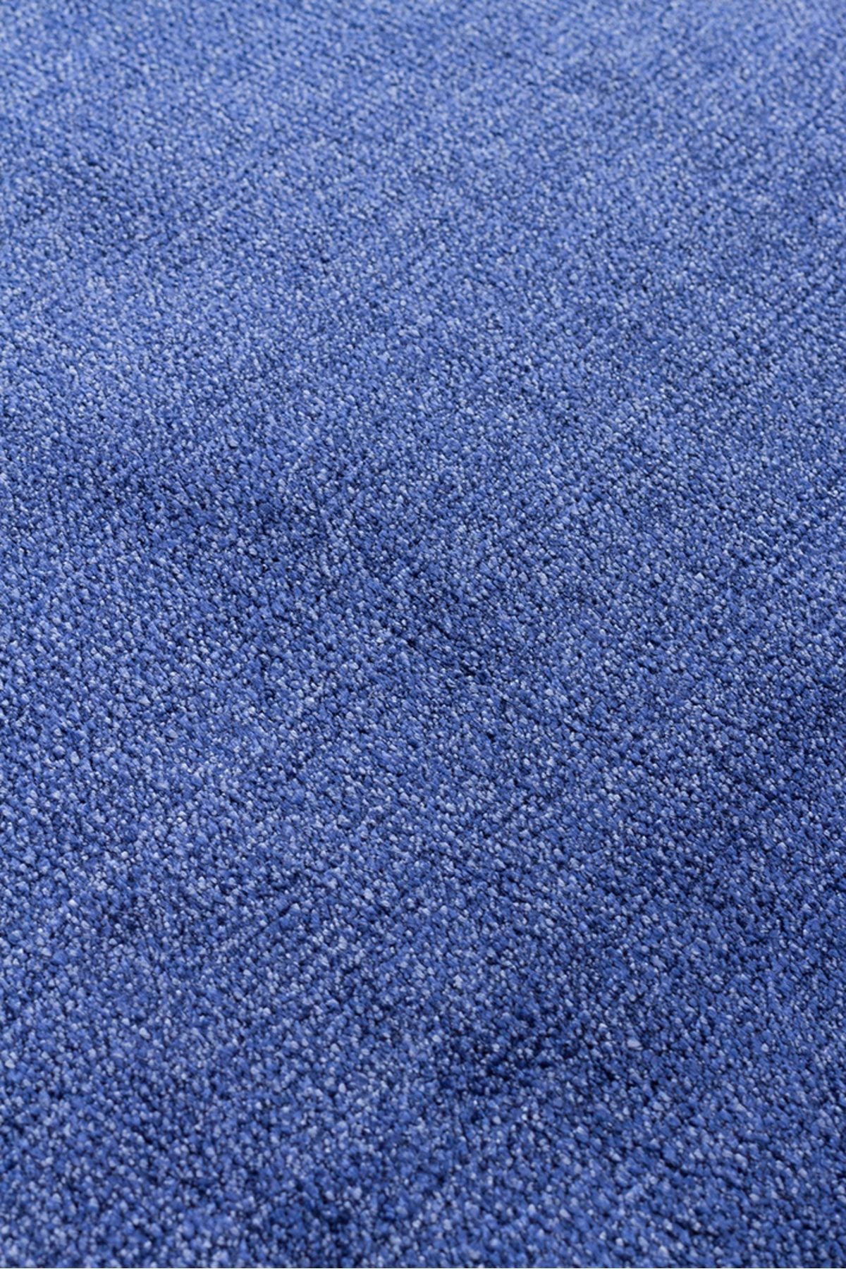 Luma Lacivert Tek Renk Sade Saf Bambu Doğal Malzeme Halı Minimalist Parlak Modern Lüks Salon Halısı - Lacivert