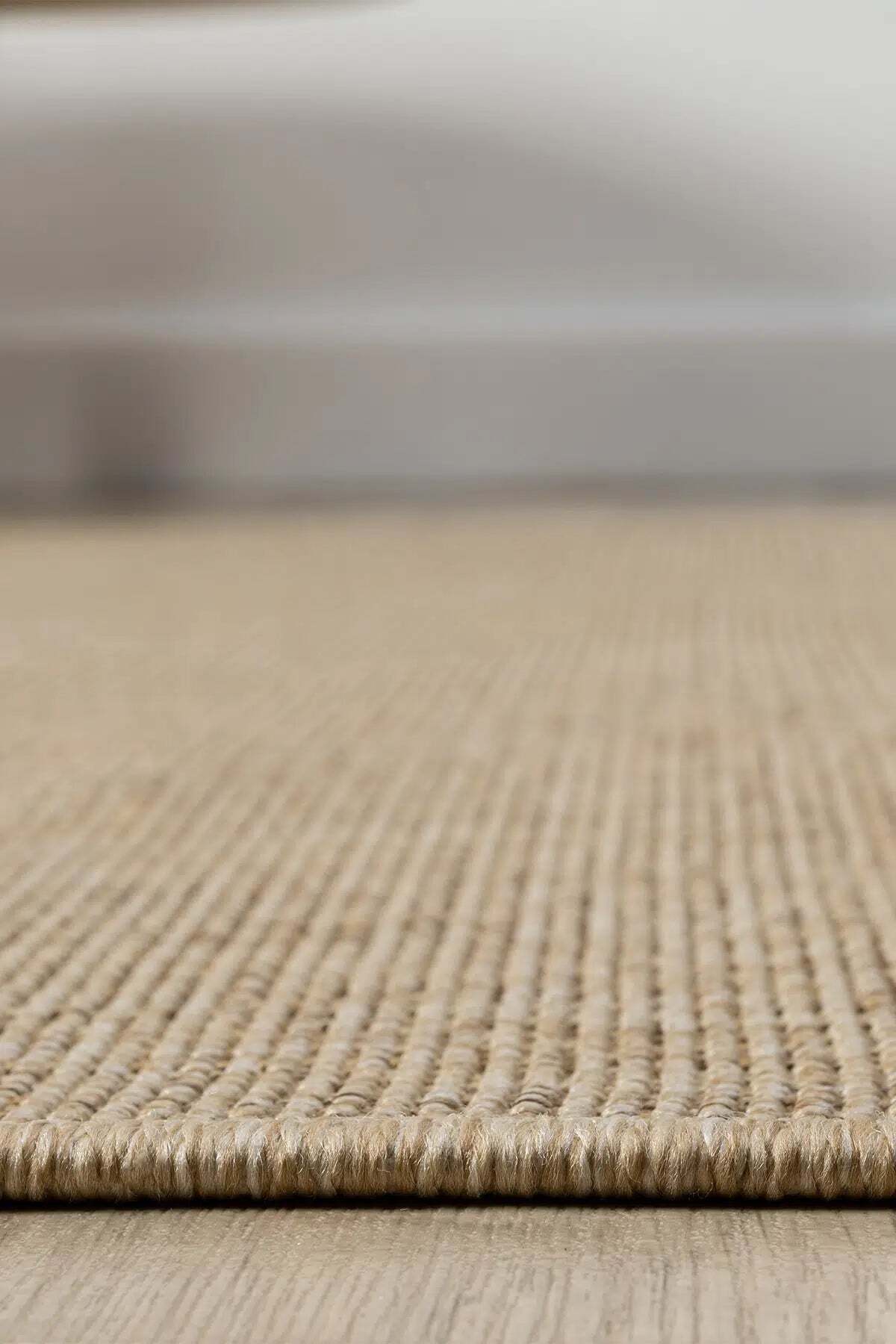 KORDANO Doğal Sisal Bej Dokulu Modern Kilim Kolay Temizlenebilir İskandinav Salon Halısı - Sarı