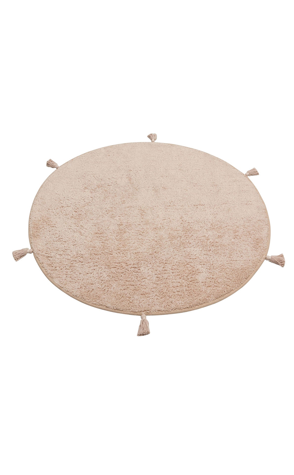 Bonny Düz Bej Rengi Yuvarlak Minimal Yıkanabilir Kaydırmaz Taban Yumuşak Yüzeyli Çocuk Odası Halısı