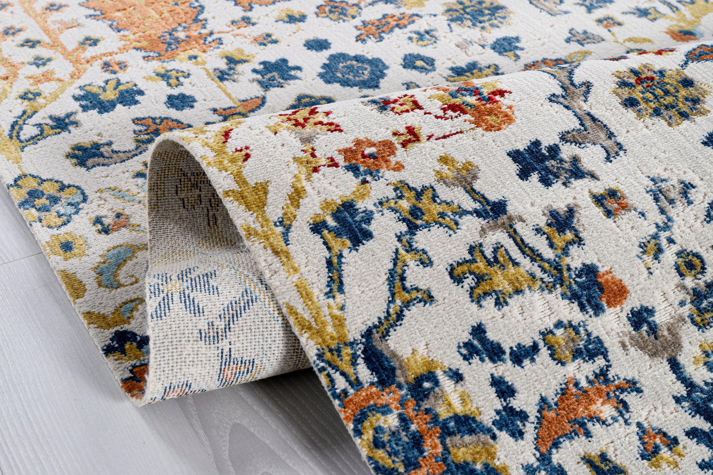 Anatolia Antialerjik Etnik Çok Renkli Hav Toz Tutmaz Makine Halısı - Krem (Satış)