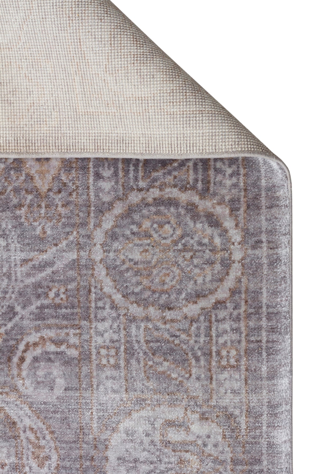 Atlas Serisi Halı Gri Uşak Desen Saçaklı Lyocell Dokulu Özel Tezgah Salon Halısı