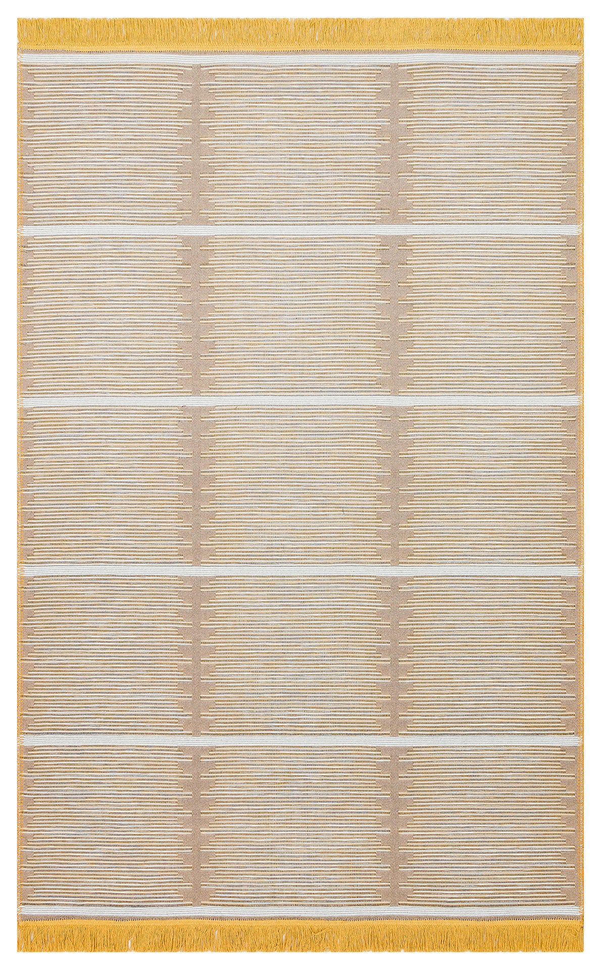 Modern Patterned Woven Washable Double Sided Cotton Black White Yellow Rug