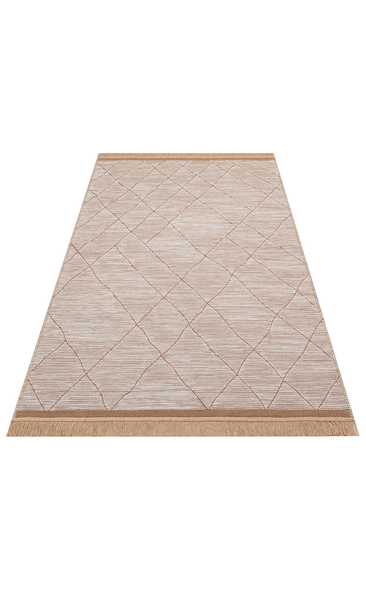 Modern Patterned Woven Washable Double Sided Cotton Beige Rug