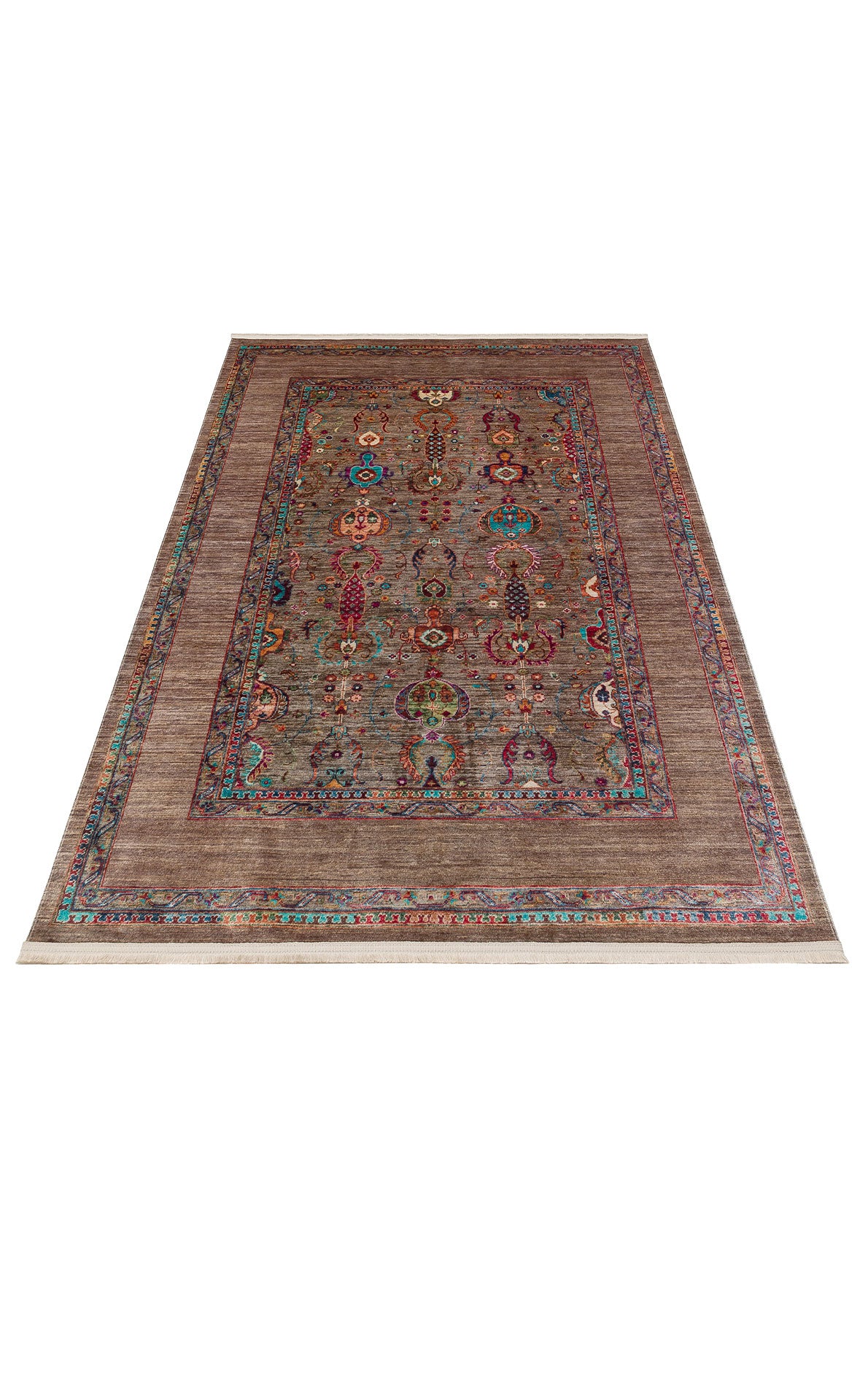 Washable, Easy-to-use, Non-Slip, Nostalgic Yellow Machine Made Carpet with Karabakh Antique Patterns