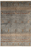Handmade Grey Hand-Trimmed Anatolian Motif Gabbeh Patterned Fringed Modern and Traditional Living Room Rug - Grey