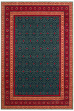 Renaissance Handwoven Ethnic Pattern Navy Blue Red Navy Wool Traditional Weave Authentic Living Room Rug