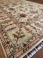 Sultani Bej El Dokuma Halı Geleneksel Anadolu Desenli Vintage Dekoratif Yün Salon Halısı - Bej