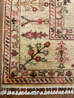Sultani Bej El Dokuma Halı Geleneksel Anadolu Desenli Vintage Dekoratif Yün Salon Halısı - Bej