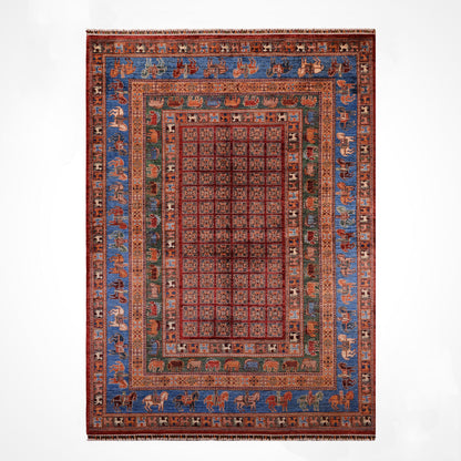 Pazyryk Handwoven Root Dye Wool Rug 200x310 Turkish Knot Original Historical Pattern - Multicolored
