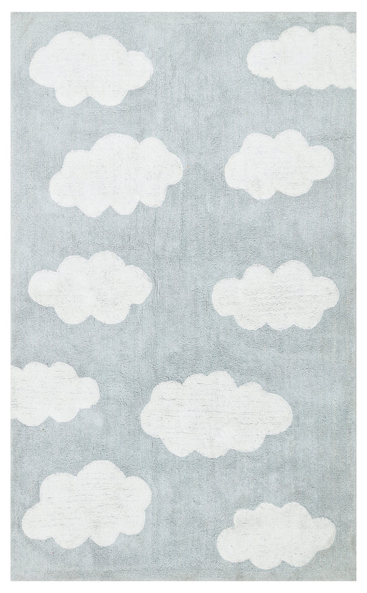 Bonny Mavi Desenli Pamuk İçerikli Yıkanabilir Kaydırmaz Taban Yumuşak Yüzeyli Çocuk Odası Halısı - Mavi