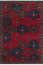 Renaissance Handmade Ethnic Patterned Red Multicolored Wool Fringed Authentic Living Room Rug with Anatolian Motifs