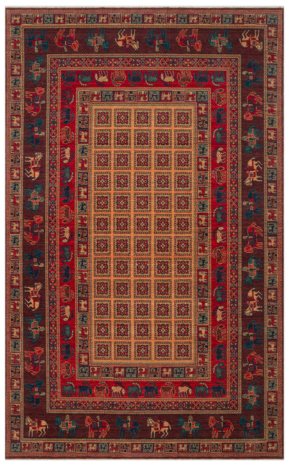 Rönesans El Emeği Anadolu Desen Kahverengi Kırmızı Retro Yün Geleneksel Dokuma Otantik Salon Halısı