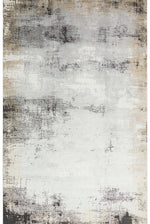 Palace Anthracite Grey Abstract Pattern Classic Viscose Soft Textured Fringed Modern Design Living Room Rug - White