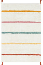 Bonny Kids Room Rug Striped Multi-Colored Washable Non-Slip Cotton Soft Surface