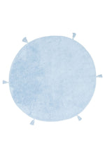 Bonny Plain Blue Round Minimal Washable Non-Slip Soft Surface Kids Room Rug