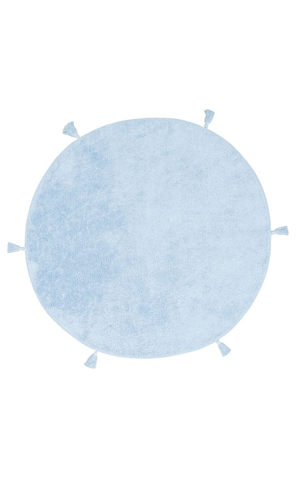 Bonny Düz Mavi Yuvarlak Minimal Yıkanabilir Kaydırmaz Taban Yumuşak Yüzeyli Çocuk Odası Halısı - Haki