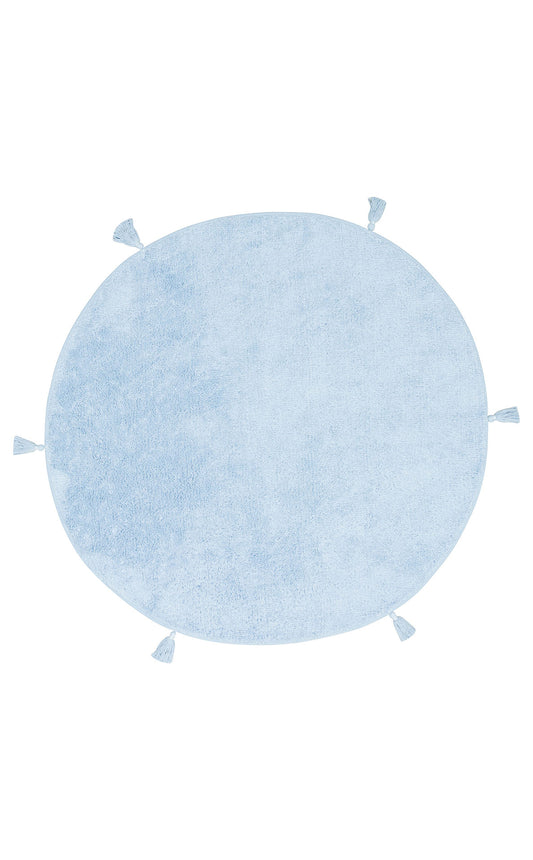 Bonny Düz Mavi Yuvarlak Minimal Yıkanabilir Kaydırmaz Taban Yumuşak Yüzeyli Çocuk Odası Halısı - Haki