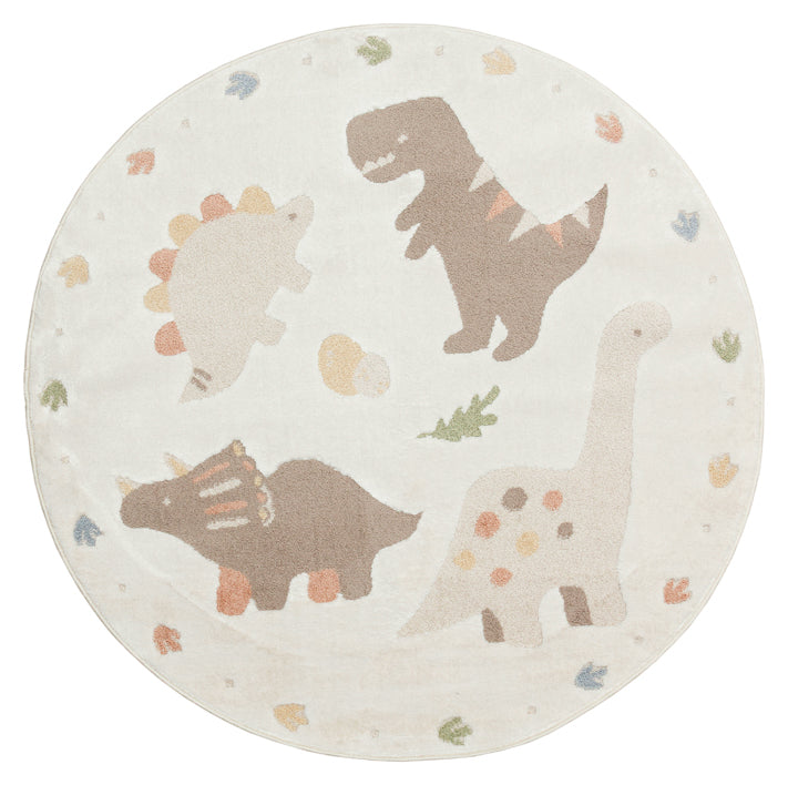 Picco Figürlü Yuvarlak Yıkanabilir Hav Vermeyen Toz Tutmayan Yumuşak Dokulu Çocuk Odası Halısı - Ekru