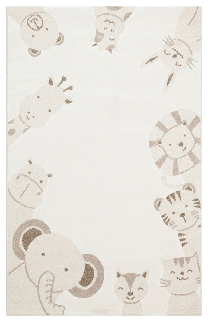 Picco Krem Rengi Figürlü Yıkanabilir Hav Vermeyen Toz Tutmayan Yumuşak Dokulu Çocuk Odası Halısı - Krem