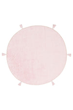 Bonny Plain Pink Round Minimal Washable Non-Slip Soft Surface Kids' Room Rug