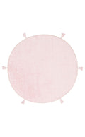 Bonny Plain Pink Round Minimalist Washable Non-Slip Soft Surface Kids Room Rug - Red