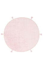 Bonny Plain Pink Round Minimalist Washable Non-Slip Soft Surface Kids Room Rug - Red