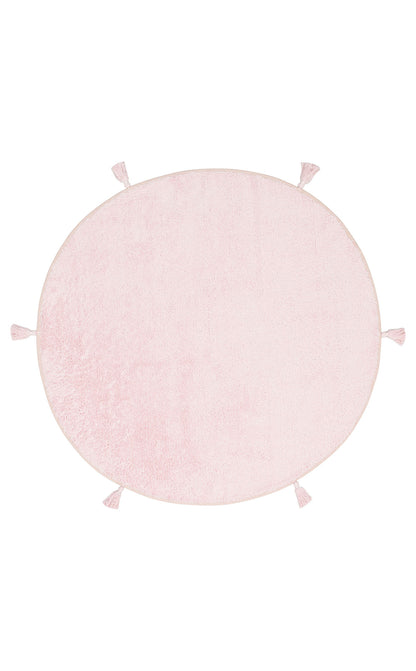Bonny Düz Pembe Yuvarlak Minimal Yıkanabilir Kaydırmaz Taban Yumuşak Yüzeyli Çocuk Odası Halısı - Kırmızı