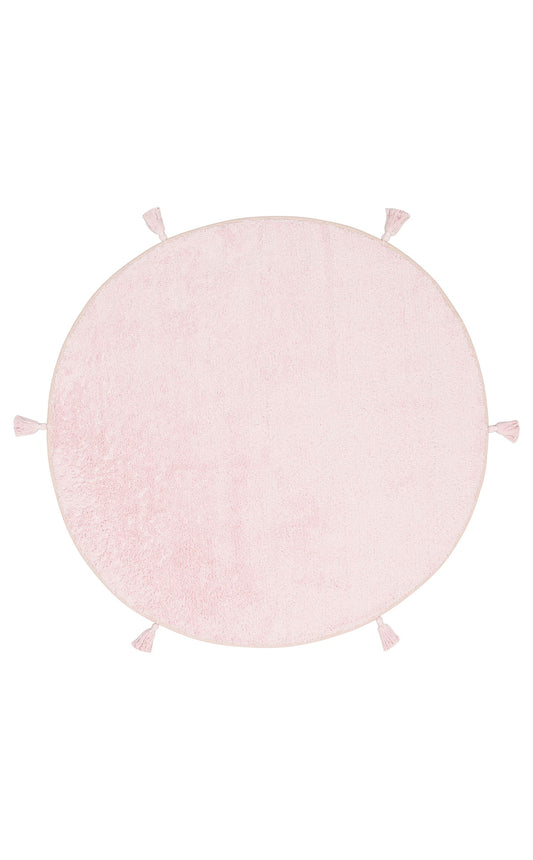Bonny Düz Pembe Yuvarlak Minimal Yıkanabilir Kaydırmaz Taban Yumuşak Yüzeyli Çocuk Odası Halısı - Kırmızı