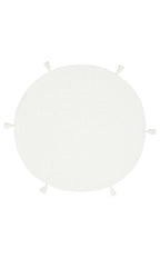 Bonny Plain White Round Minimalist Washable Non-Slip Soft Surface Children's Room Rug - Silver