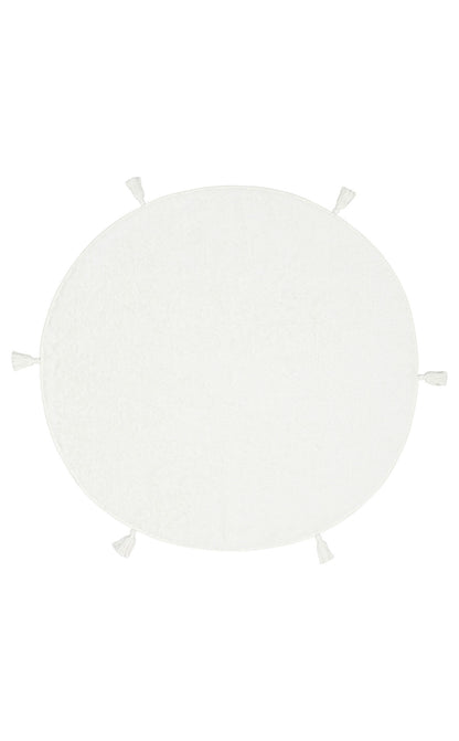 Bonny Düz Beyaz Yuvarlak Minimal Yıkanabilir Kaydırmaz Taban Yumuşak Yüzeyli Çocuk Odası Halısı - Gümüş