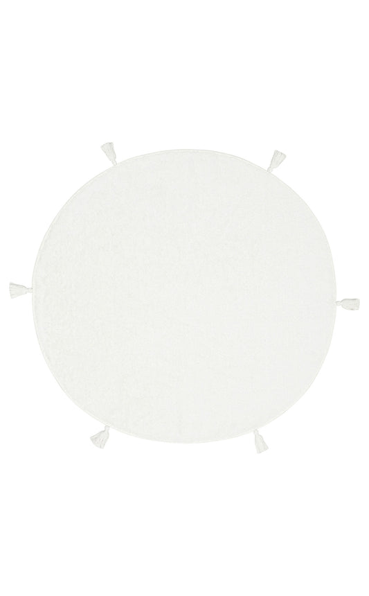 Bonny Düz Beyaz Yuvarlak Minimal Yıkanabilir Kaydırmaz Taban Yumuşak Yüzeyli Çocuk Odası Halısı - Gümüş