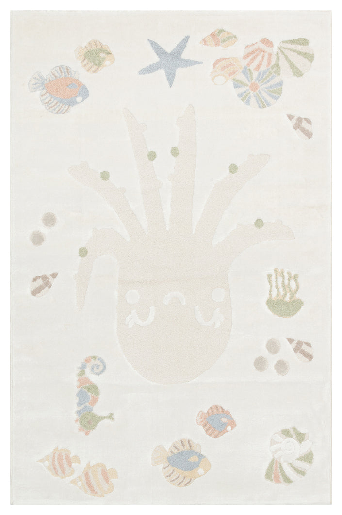 Picco Renkli Figürlü Yıkanabilir Hav Vermeyen Toz Tutmayan Yumuşak Dokulu Çocuk Odası Halısı - Beyaz