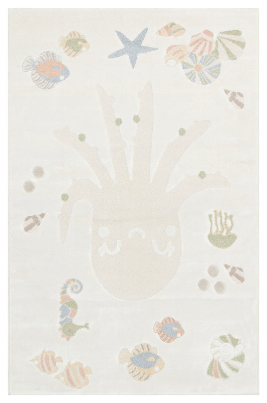 Picco Renkli Figürlü Yıkanabilir Hav Vermeyen Toz Tutmayan Yumuşak Dokulu Çocuk Odası Halısı - Beyaz