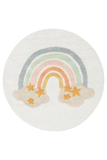 Bonny Rainbow Pattern Round Children's Room Rug Washable Non-Slip Soft Surface